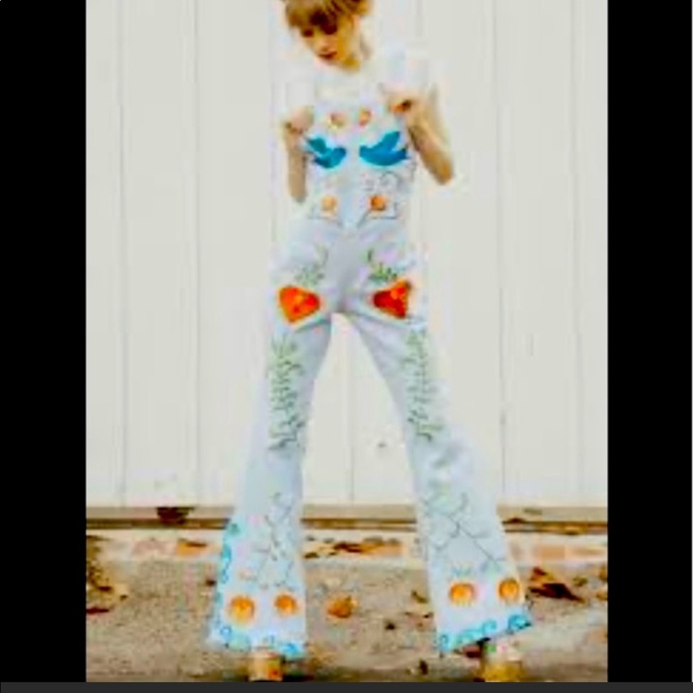 Fillyboo Strange Magic Boho Embroidered Overalls NWOT
